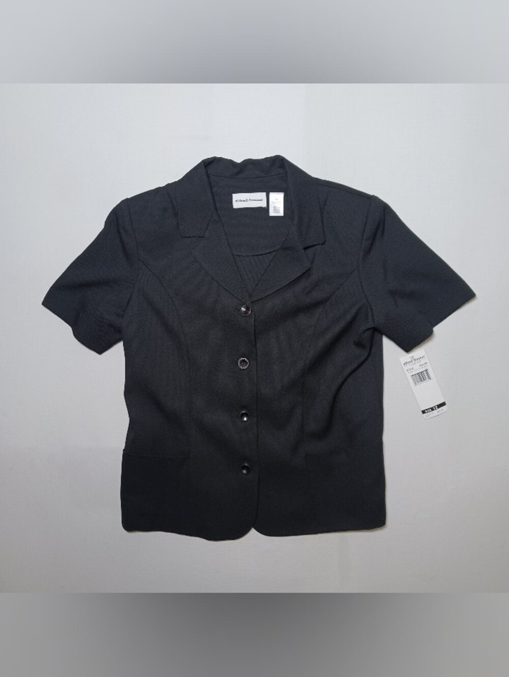 Vintage Alfred Dunner Black Short Sleeve Button Front Blazer Size 12 NWT